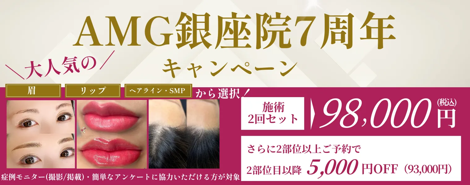 AMG銀座7周年キャンペーン　眉／リップ／ヘアライン（SMP） 98,000円