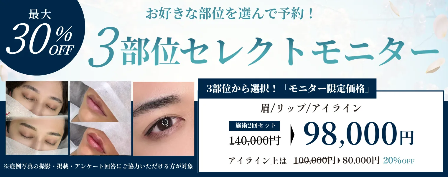 3部位セレクトモニター　眉／リップ／アイライン 98,000円